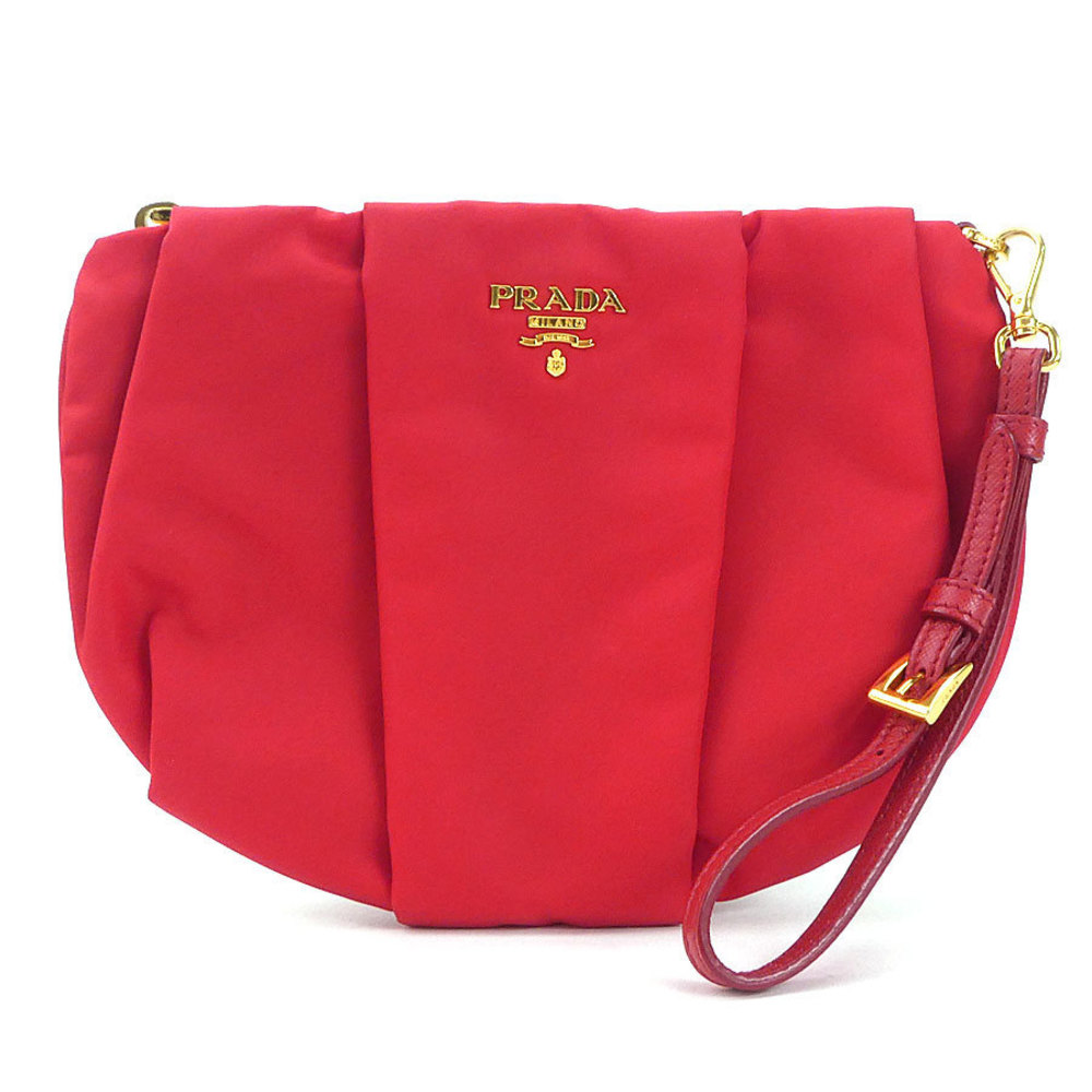 Prada Multi Leather Pouch Case Nylon Red - image 1